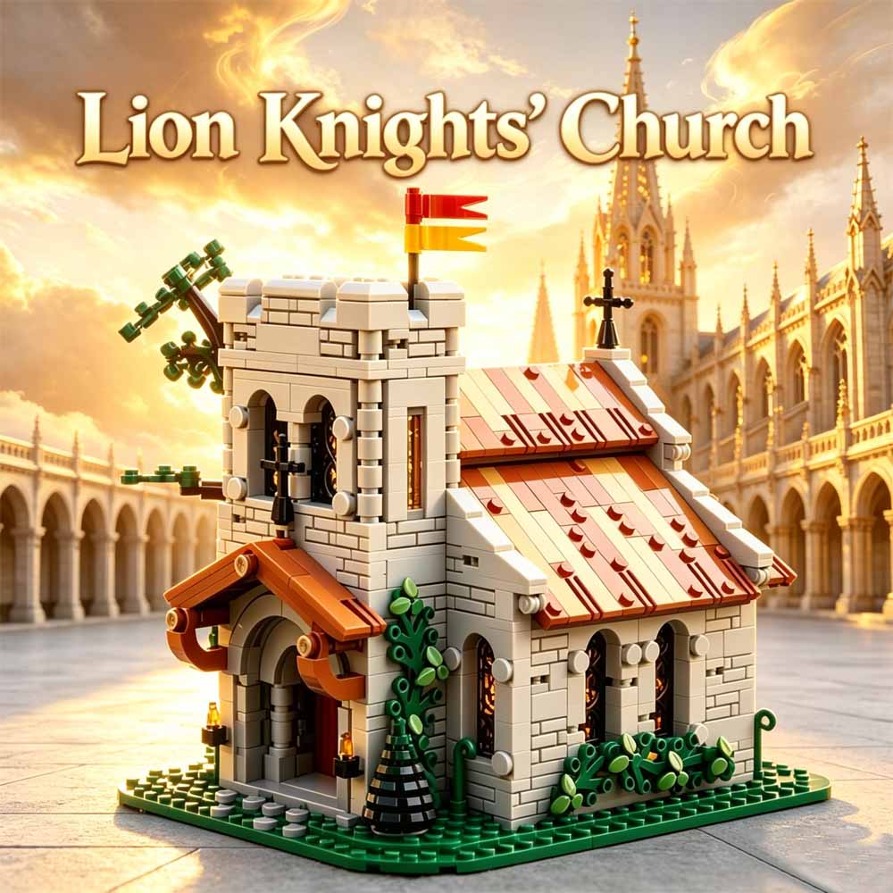Model Kit Knight - Middeleeuwse Leeuwenkrijgers Kerk Bouwstenen MOC Middeleeuws