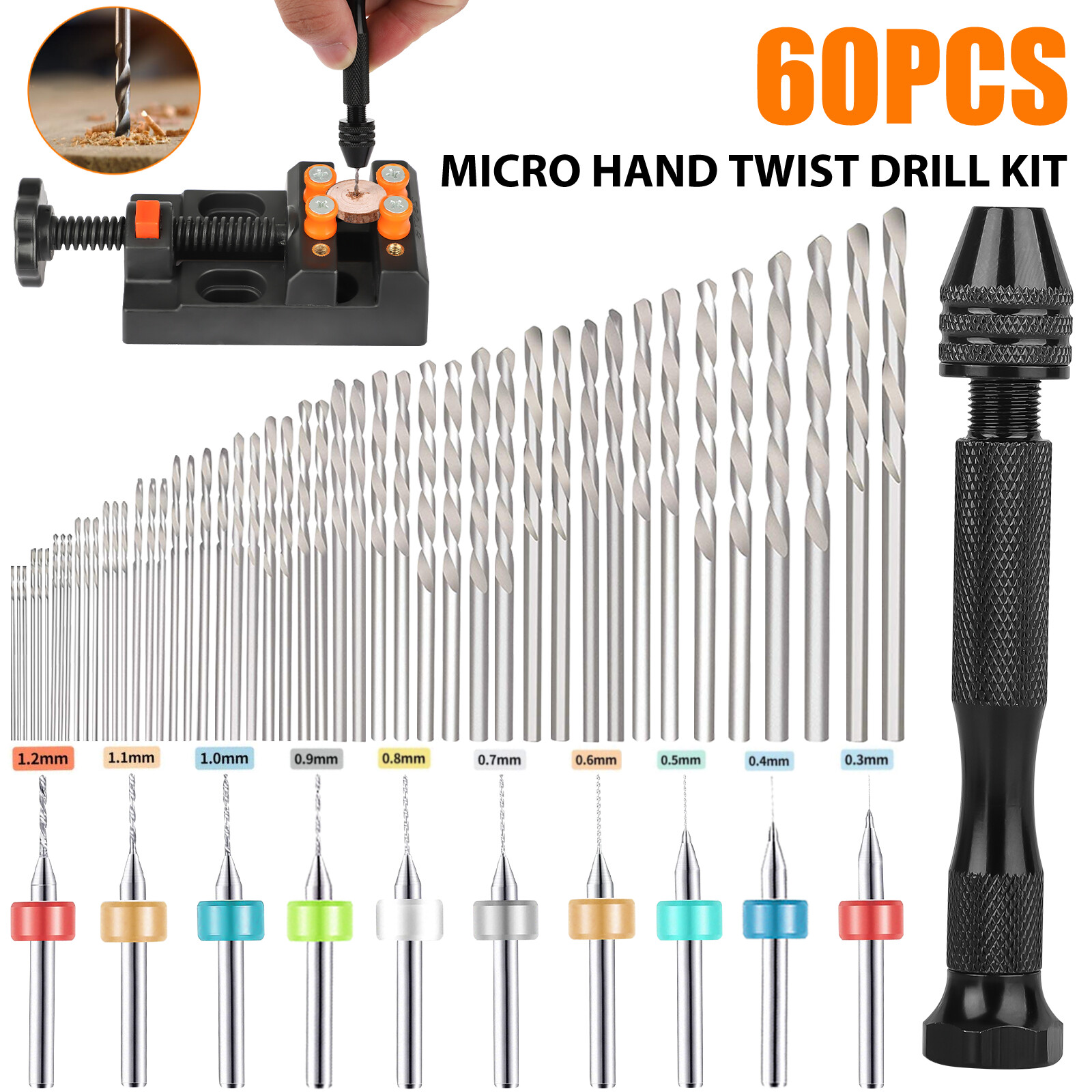 Pin Vice Micro - 60-delige mini micro handboorset, kleine handmatige