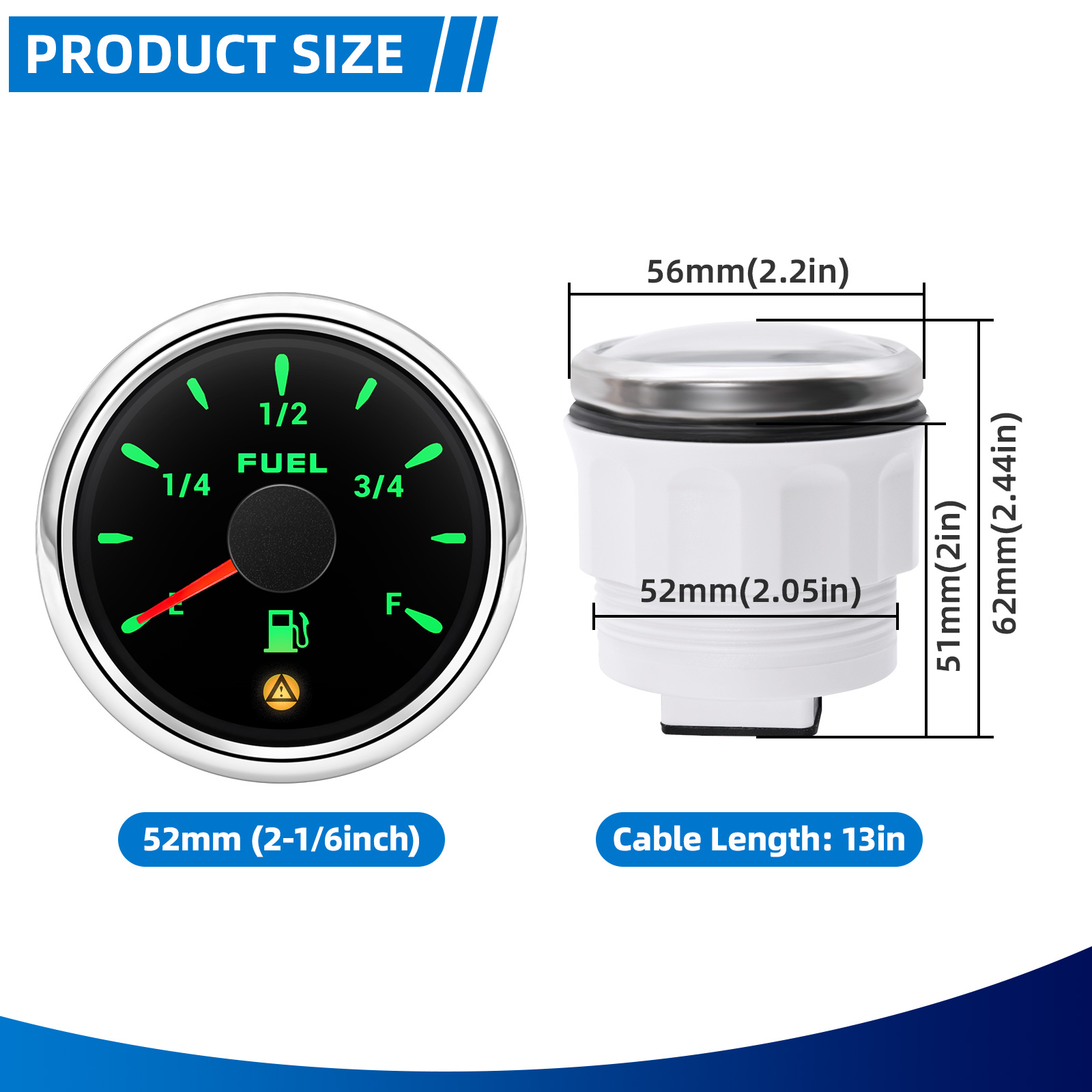 52mm brandstofniveaumeter met  - Panel Line Marker recensie en prijs